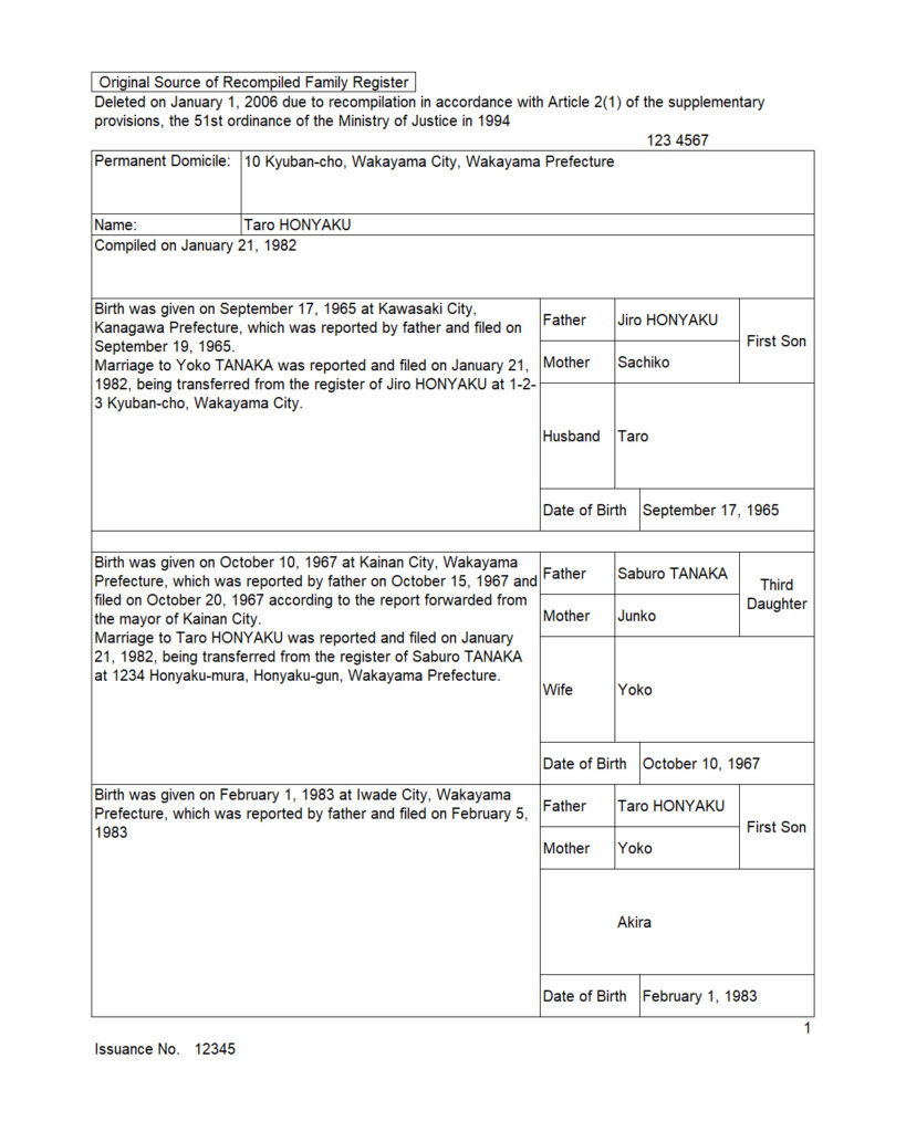 改製原戸籍翻訳サンプル